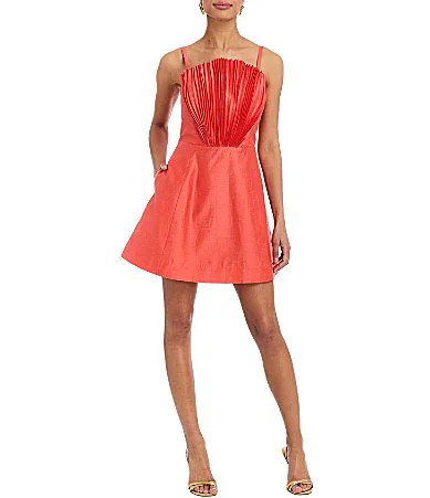 Mestiza New York Scallopini Linen Blend Organza Strapless Sleeveless Pleated Bodice A-Line Mini Dress - 0 | Dillard's
