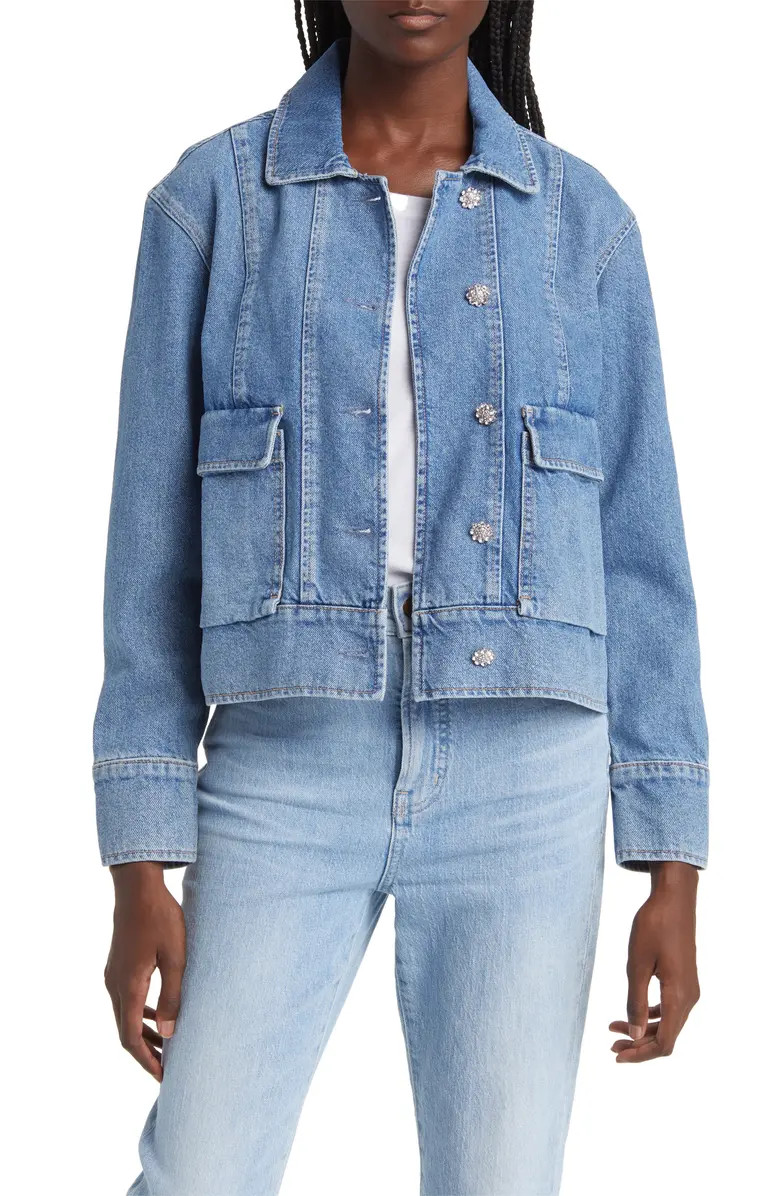 Rails Bianca Embellished Button Denim Jacket | Nordstrom | Nordstrom