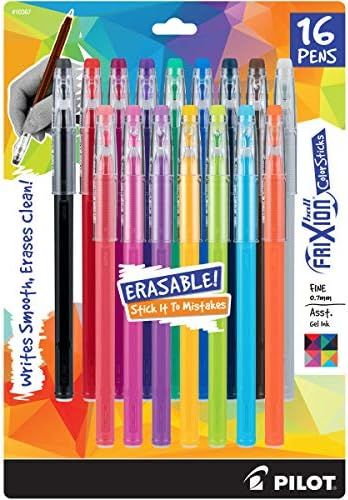PILOT FriXion ColorSticks Erasable Gel Ink Stick Pens, Fine Point, Assorted Color Inks, 16-Pack (... | Amazon (US)