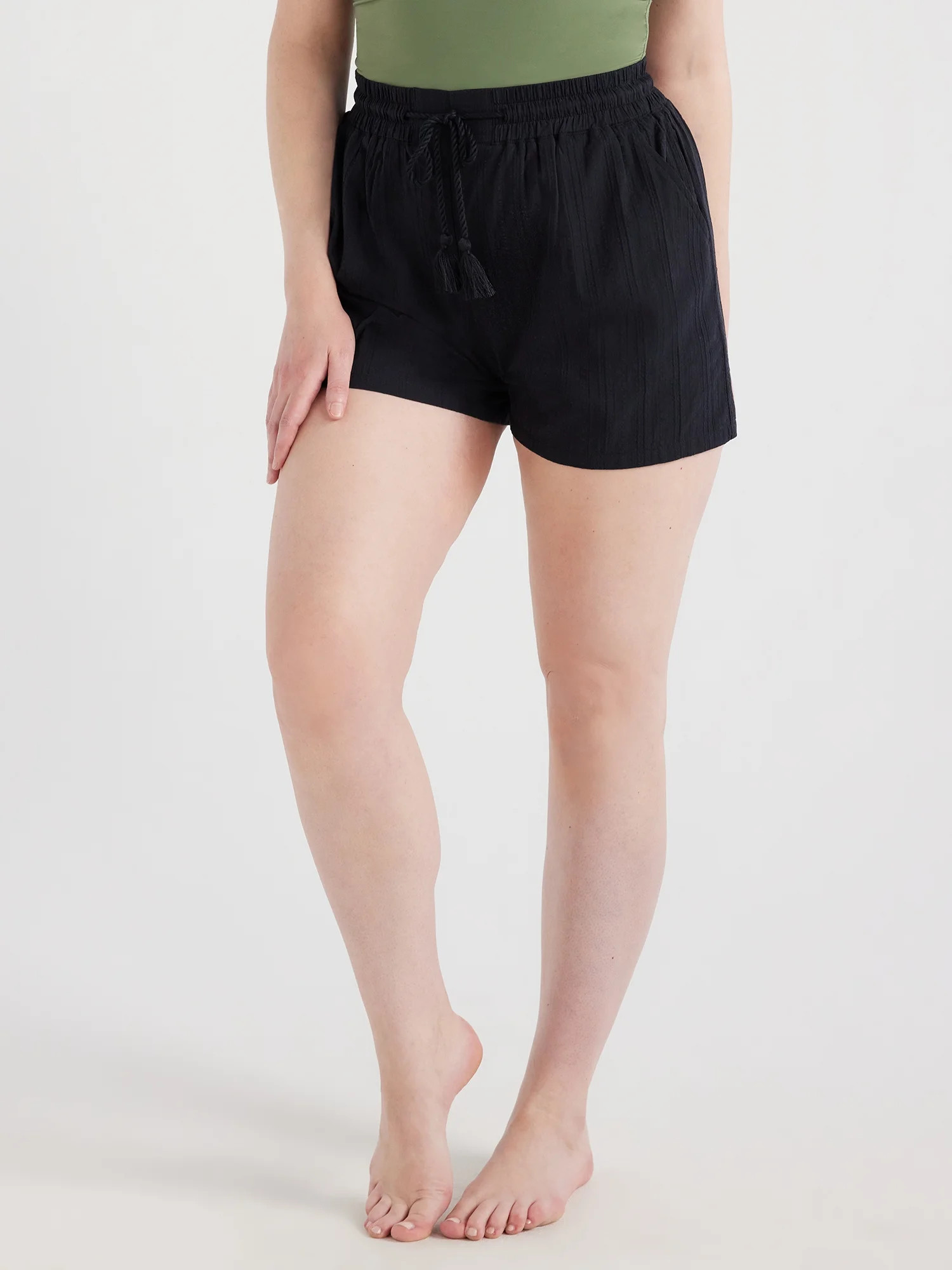Time and Tru Women's and Women's Plus Cotton Pull On Coverup Shorts, Sizes XS-3X | Walmart (US)
