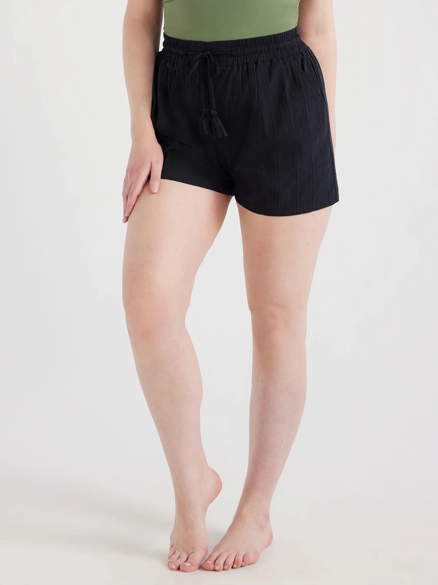 Time and Tru Women's and Women's Plus Cotton Pull On Coverup Shorts, Sizes XS-3X - Walmart.com | Walmart (US)