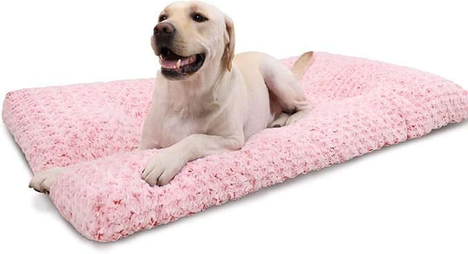 Washable Dog Bed Deluxe Plush Dog Crate Beds Fulffy Comfy Kennel Pad Anti-Slip Pet Sleeping Mat f... | Amazon (US)