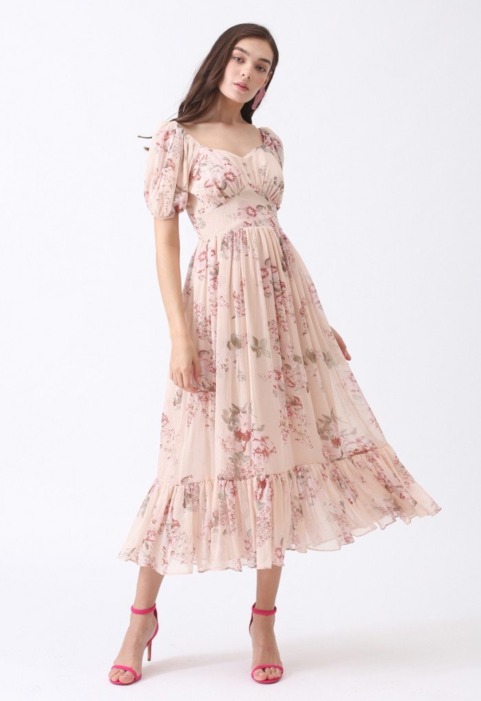 Enchanting Peony Chiffon Maxi Dress | Chicwish
