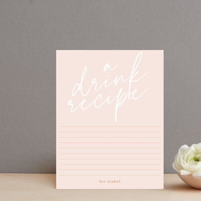 "Flower Cheers" - Customizable Bridal Shower Insert Cards in Pink by Baumbirdy. | Minted