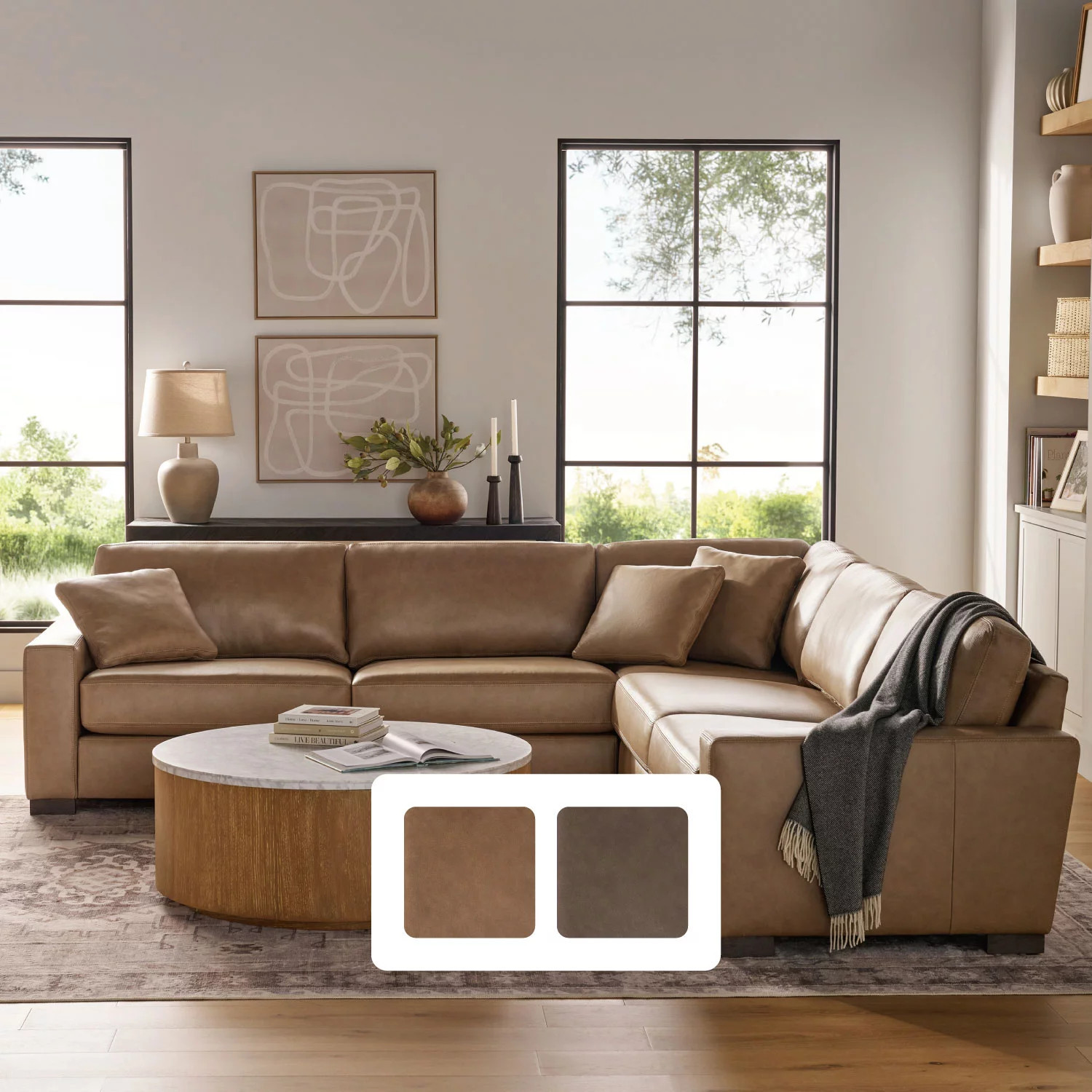 Member's Mark Harrison Leather Sectional:- Sand | Sam's Club
