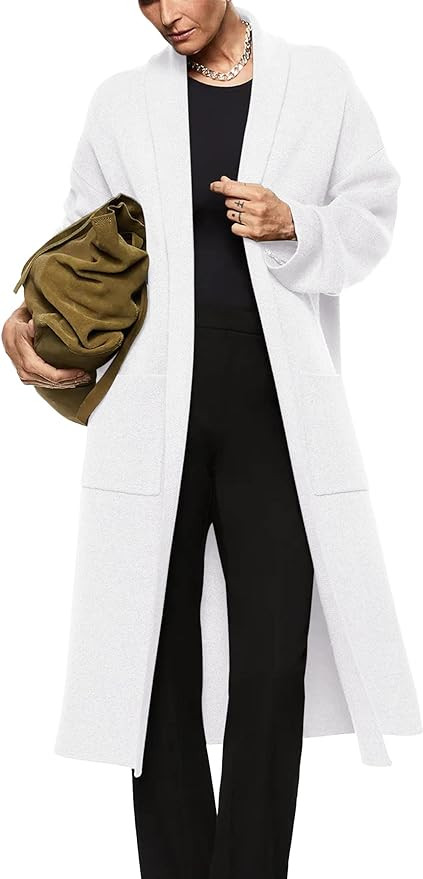 Womens Long Sleeve Maxi Cardigan Open Front Oversized Knitted Sweater Coat Casual Lapel Warm Over... | Amazon (US)