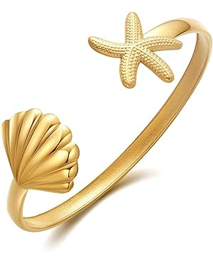 Chunky 14k Gold Cuff Bracelets for Women - Non Tarnish Teardrop Bangle Multi-layer Cross Wire Ope... | Amazon (US)