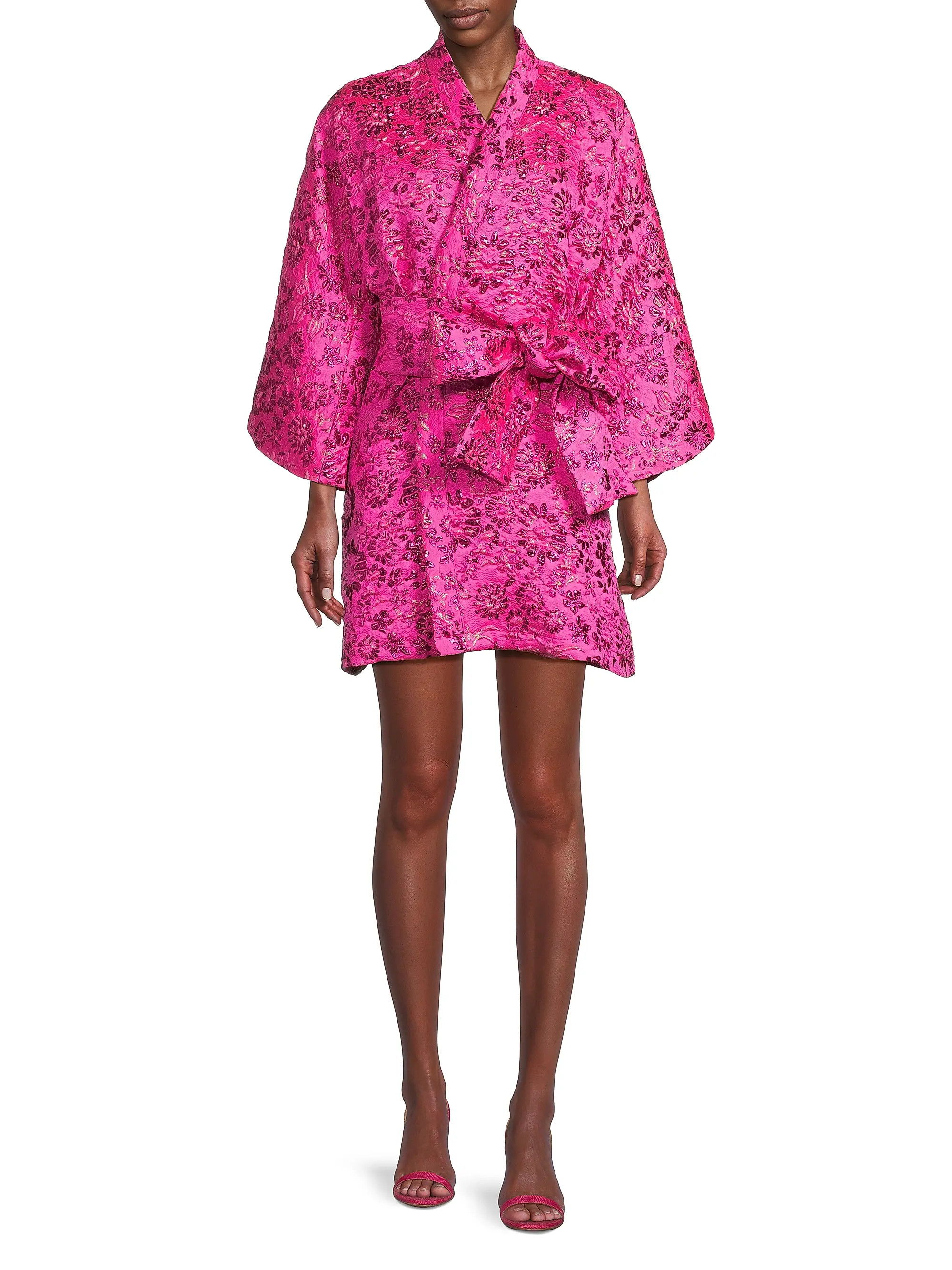 Shop La Vie Style House Floral Brocade​ Wrap Minidress | Saks Fifth Avenue | Saks Fifth Avenue