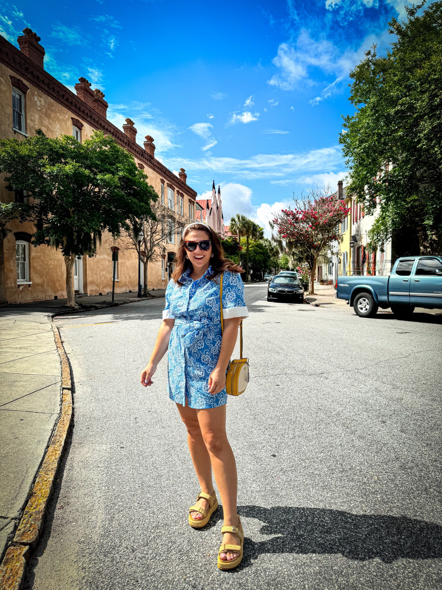 The perfect summer outfit for a hot day. This dress is TTS. I’m wearing a medium. 
Sandals go half a size up. 
These sunglasses are  must have at only $22. 

#LTKmidsize #LTKstyletip #LTKtravel