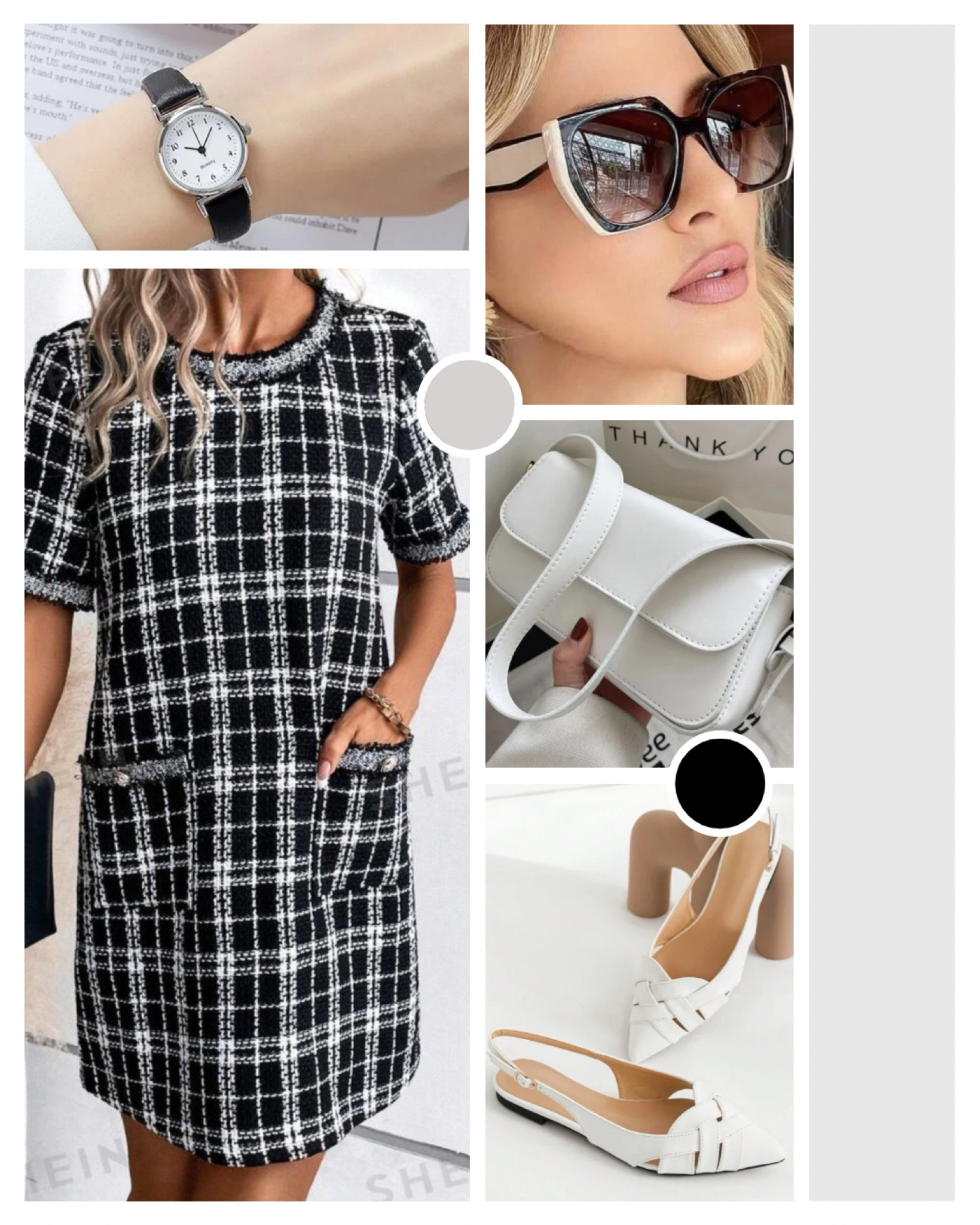 Um look de elegância atemporal com um vestido clássico de tweed, combinado com sapatilha sling back e uma bolsa branca. Óculos de armação em preto e branco completam o visual sofisticado e moderno. Perfeito para um estilo chic e refinado.

#LookDoDia #VestidoTweed #SapatilhaSlingBack #BolsaBranca #ÓculosDeSol #EstiloElegante #ModaFeminina #FashionInspo #OutfitOfTheDay #TendênciasDeModa #EstiloChic #FashionTrends #OOTD #ClassyStyle #StreetStyle

#LTKstyletip #LTKbrasil #LTKbeauty
