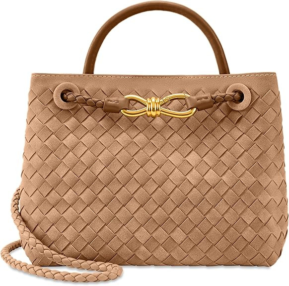 Woven Tote Bag for Women Leather Shoulder Handbag Designer Top Handle Purses | Amazon (US)
