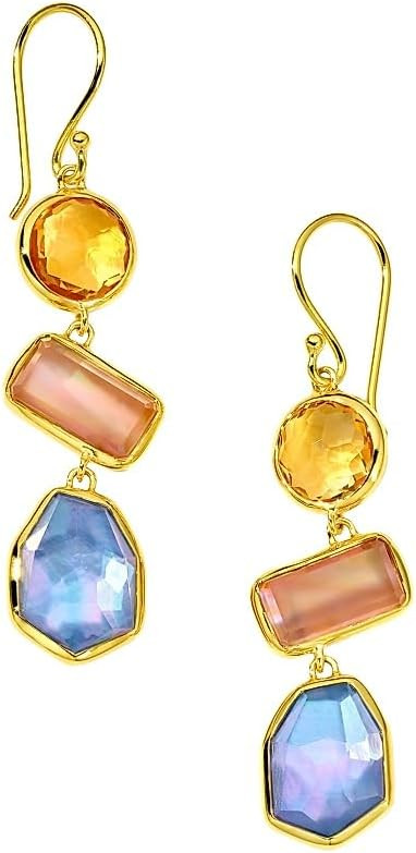 Amazon.com: Ippolita, Rock Candy® 18K Yellow Gold & Multi-Gemstone Triple Drop Earrings, Wildflo... | Amazon (US)