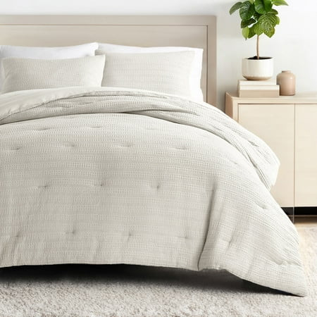 Textured Waffle Comforter Set ins Natural Waffle Comforter Bedding Sets, King/Cal King Size Bedding by Comfort Canopy | Walmart (US)