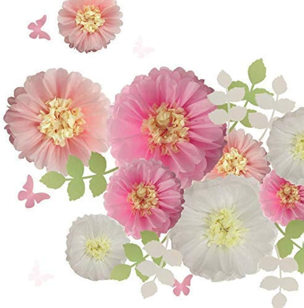 Fonder Mols Tissue Paper Chrysanth Flowers with Butterfly and Olive Leaves for Wedding Baby Showe... | Amazon (US)