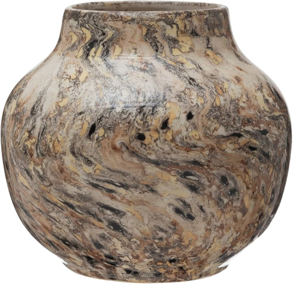 Bloomingville Stoneware Vase, Marbled Brown Finish Wall Decor, 9" L x 9" W x 9" H | Amazon (US)