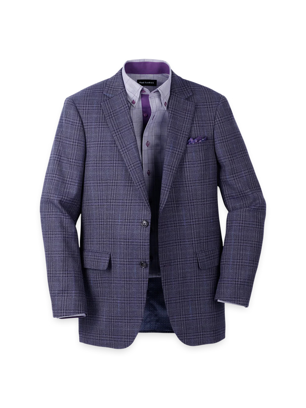 Purple Cotton Blend Single Breasted Notch Lapel Sport Coat - Purple | Paul Fredrick MenStyle