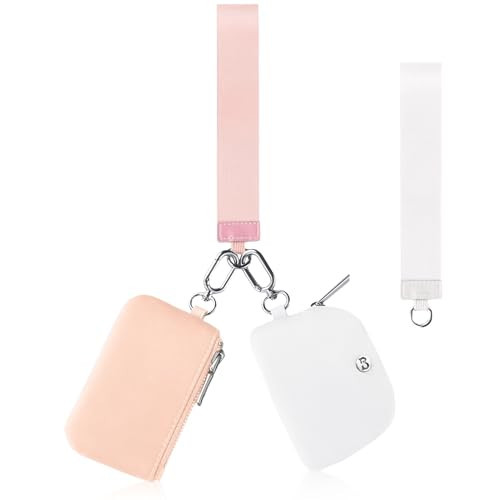 Mini Zip Around Dual Pouch Wristlet With 2 Straps Wristlet Keychain Wallet for Women Coin Purse Small Cute for Teen Girl | Amazon (US)