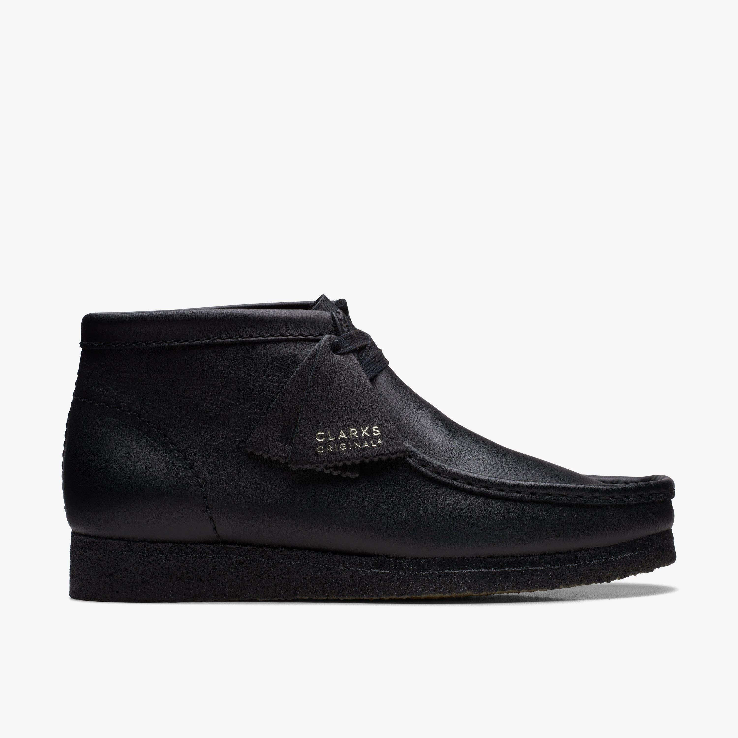 MENS Wallabee Boot Black Leather Boots | Clarks US | Clarks (US)