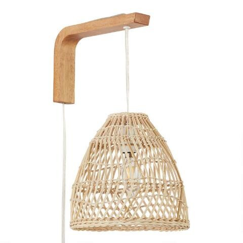 Natural Bamboo Open Weave Bell Wall Sconce | World Market