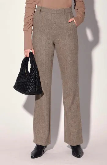 Walter Baker Shane Herringbone Wide Leg Pants in Brown Herringbone at Nordstrom Rack, Size 0 | Nordstrom Rack