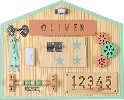 JESTRIX Montessori Busy Board for Toddlers - Solid Wooden Activity Board to Encourage Sensory Pla... | Amazon (US)