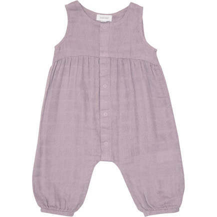 Angel Dear | Solid Muslin Dusty Lavender Snap Front Romper | Organic Cotton (Multicolor, Size 12-18M | Maisonette