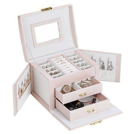 Girls Jewelry Box Jewelry Organizer with Lock Multi-layer Jewelry Display Storage Earring Ring Neckl | Walmart (US)