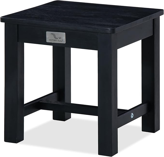 12 Inch Wooden Black Step Stool, Small Nature Beach Chair Under Desk, Indoor Acacia Wood Short Fo... | Amazon (US)