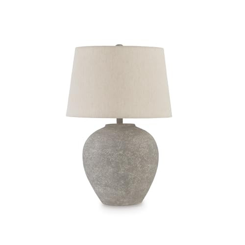 Signature Design by Ashley Dreward Table Lamp, Distressed Faux Stone Look, Textured Metal and Paper Composite Construction, for Living Room Consoles and Bedside Decor, Distressed Gray, 26" Tall | Amazon (US)
