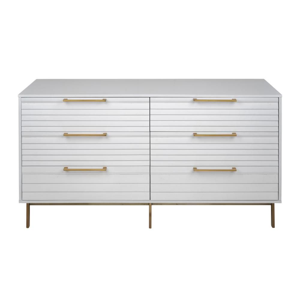 PTS AMERICA INC Seattle Cloud White 6 Drawer Dresser | The Home Depot