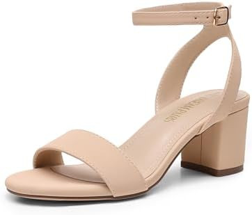 DREAM PAIRS Women's Open Toe Ankle Strap Low Block Chunky Heels Sandals Party Dress Pumps Shoes | Amazon (CA)