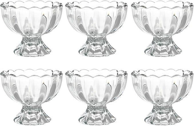 Iced Cream Dessert Bowl，Set of 6，6oz Vintage Glass ware with Heavy Base, Drinking Cup for Sun... | Amazon (US)