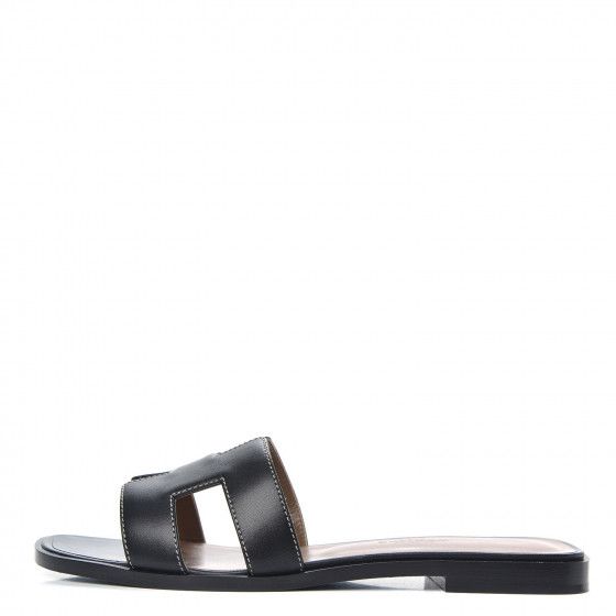 Box Calfskin Oran Sandals 35.5 Black | Fashionphile