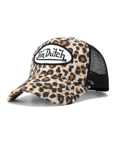 Von Dutch Unisex Trucker Hat - Velvet Curved Bill Mesh Back Retro Classic Adjustable Snapback Baseball Cap for Men and Women, Size One Size, Natural Leopard | Amazon (US)