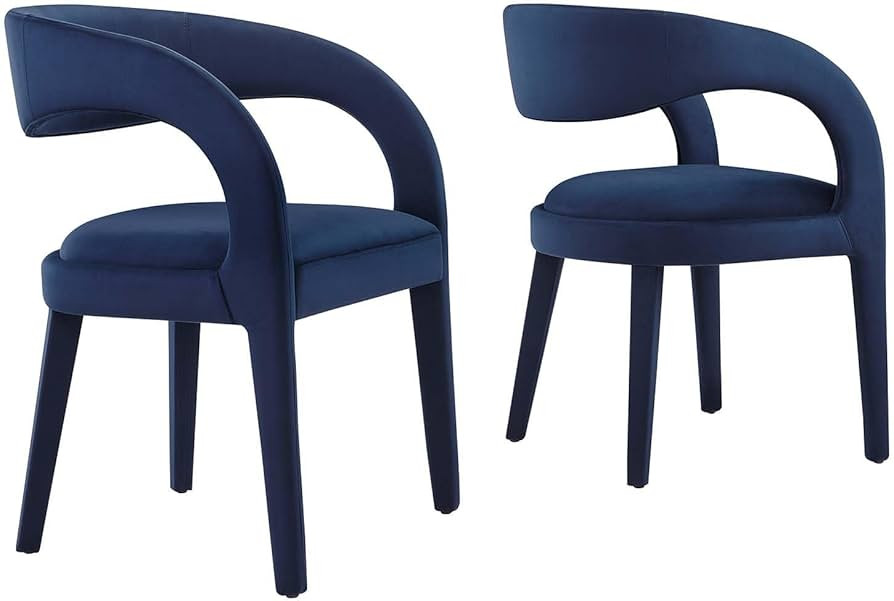Modway EEI-6563-MID Pinnacle Performance Velvet Dining Chair Set of Two, Midnight Blue | Amazon (US)