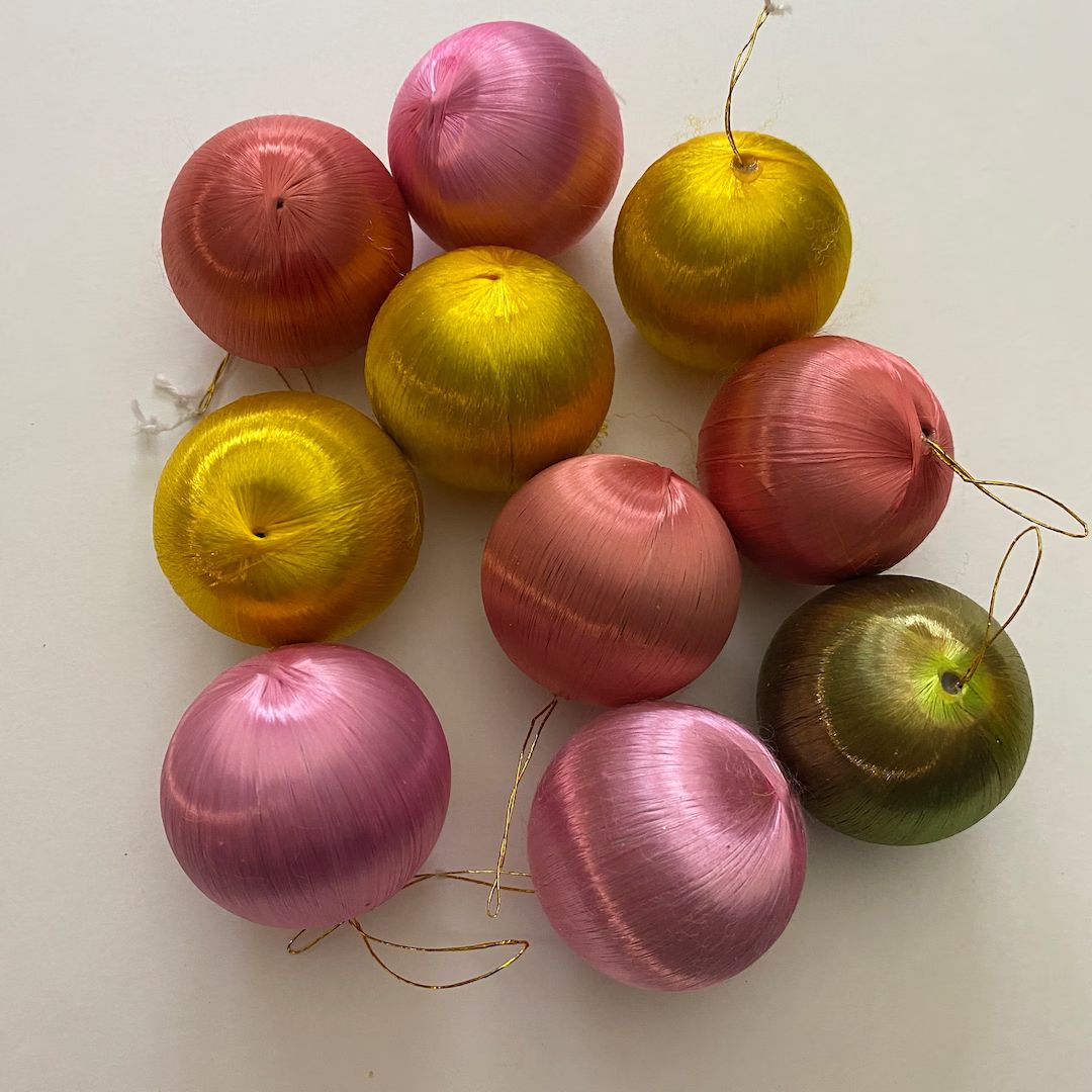 Small Satin Christmas Tree Balls Baubles Ornaments Retro - Etsy | Etsy (US)