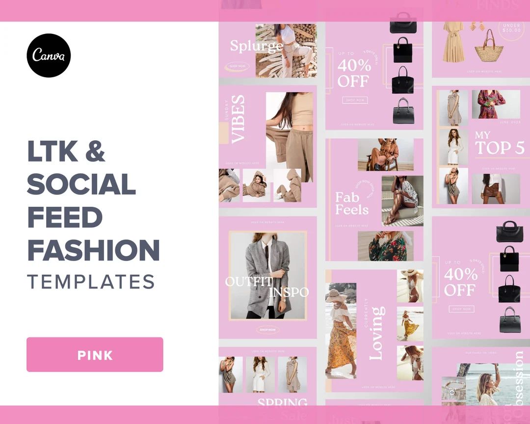 LTK Canva Template Fashion Social Media Template Pink Like - Etsy | Etsy (US)