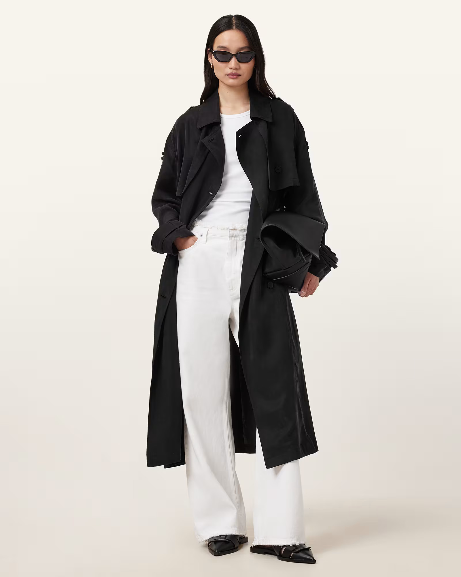 Linnie Lightweight Trench Coat Black | ALLSAINTS US | AllSaints US