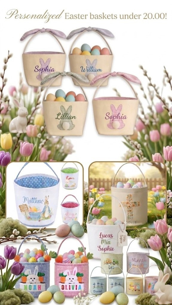 Personalized Easter Baskets Under $20! 🐰✨

Can you believe these are under $20?! 🧺 I am so impressed with the quality and the sweet, classic designs. Whether you love the moody muted tones or a pop of spring gingham, or religious, there is a style for every little bunny! 🐣

These are all available on Amazon and there is still plenty of time to get them ordered and personalized before the big egg hunt. I’ve linked my favorites for you!

#Easter #EasterBaskets #AmazonHome #PersonalizedGifts #EasterDecor #AmazonFinds #SpringStyle #HolidayDecor #ReligiousEaster #LTKEaster 

#LTKKids #LTKmomlife #LTKSeasonal