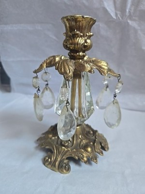 1073 L&L WMC Hollywood Regency Brass Glass Candle Holder Vtg 70s 1970s | eBay US