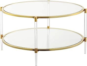 Convenience Concepts Royal Crest Acrylic Glass Coffee Table, Clear/Gold | Amazon (US)