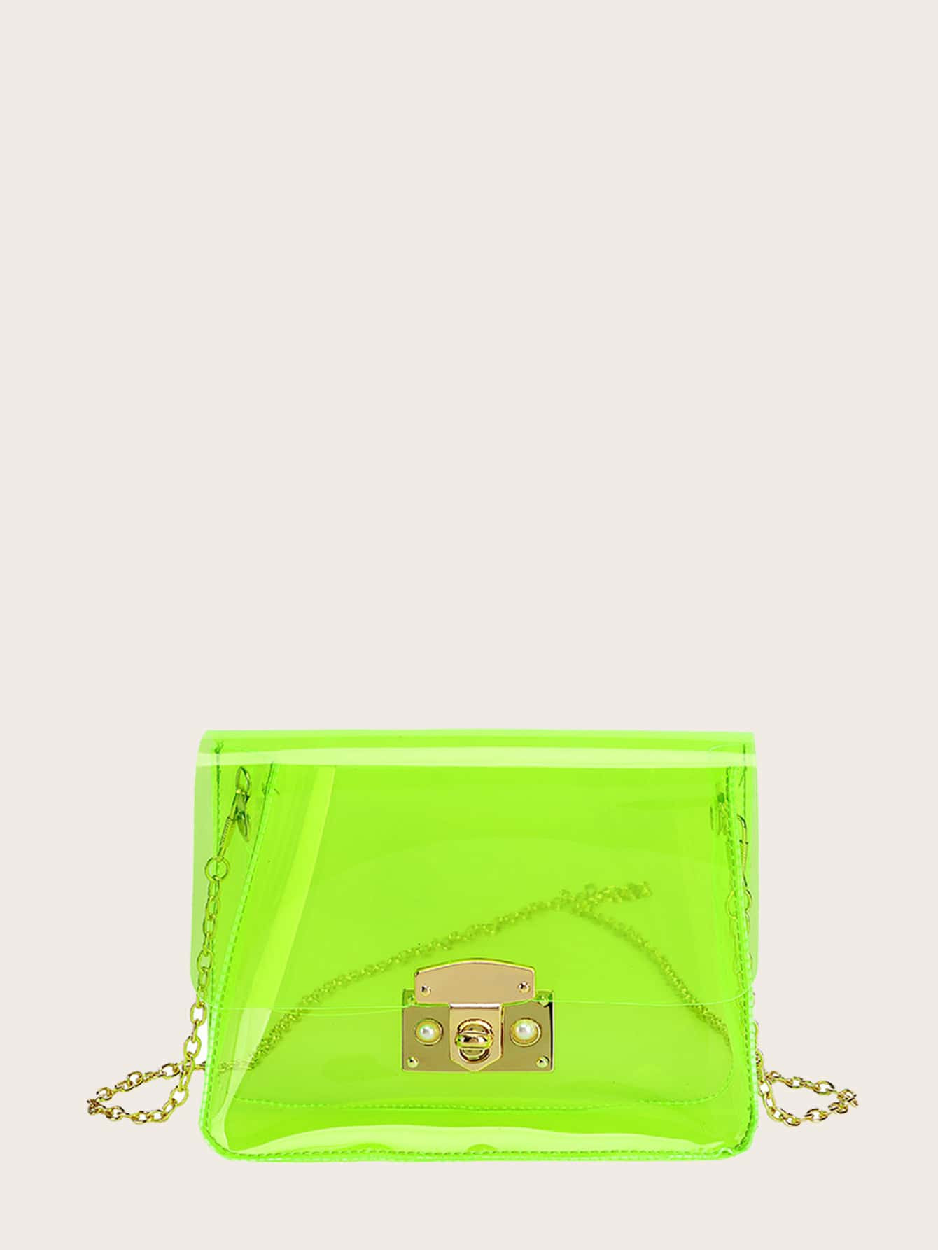 Neon Lime Clear Chain Bag | SHEIN
