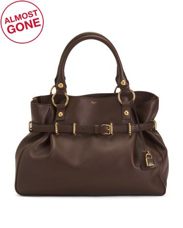 Made In Italy Leather Anita Medium Belted Satchel | TJ Maxx