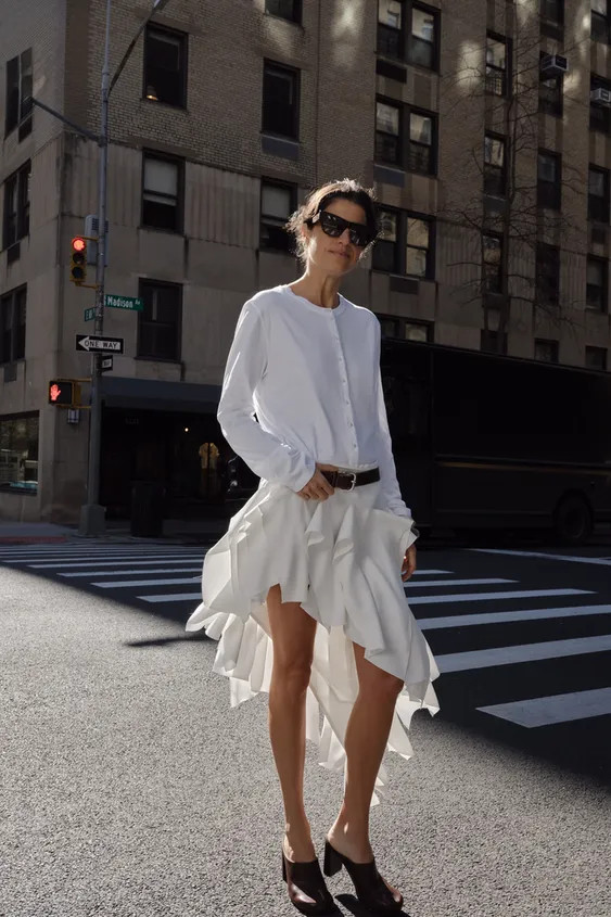 ZW COLLECTION ASYMMETRIC RUFFLED SKIRT | Zara US