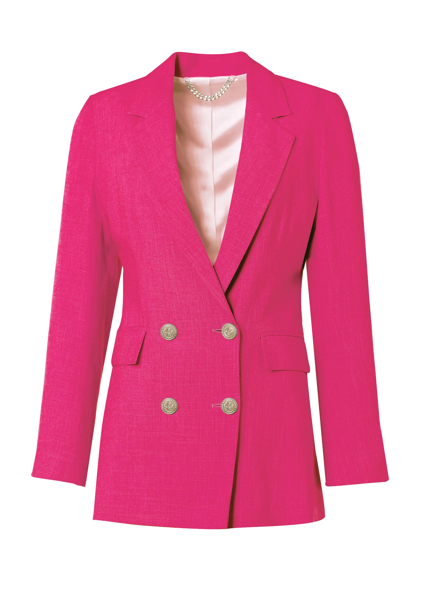 Double Breasted Blazer (Hot Pink Linen) | Holland Cooper