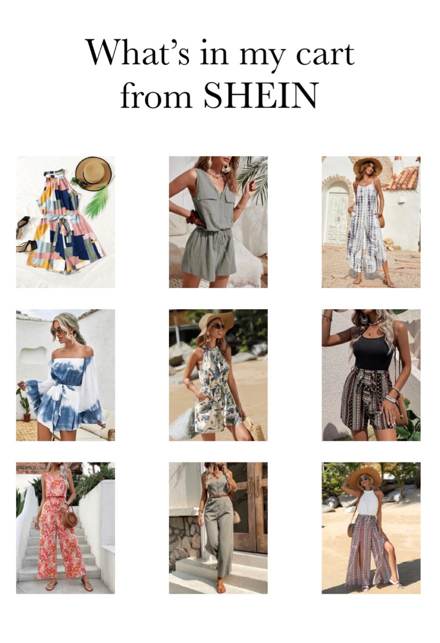 What’s in my cart from SHEIN 
Spring/summer jumpsuit/ romper 

#LTKunder50 #LTKSeasonal #LTKtravel