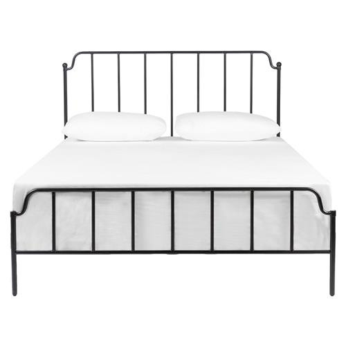 Zelda Industrial Loft Black Iron Frame Bed - Queen | Kathy Kuo Home