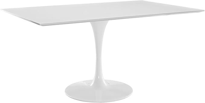 Modway Lippa 60" Mid-Century Modern Dining Table with Rectangle Top and Pedestal Base in White | Amazon (US)