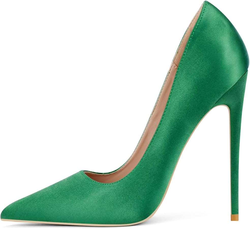 Elisabet Tang Tacones altos para mujer, tacones puntiagudos, tacones de satén, tacones de aguja,... | Amazon (US)