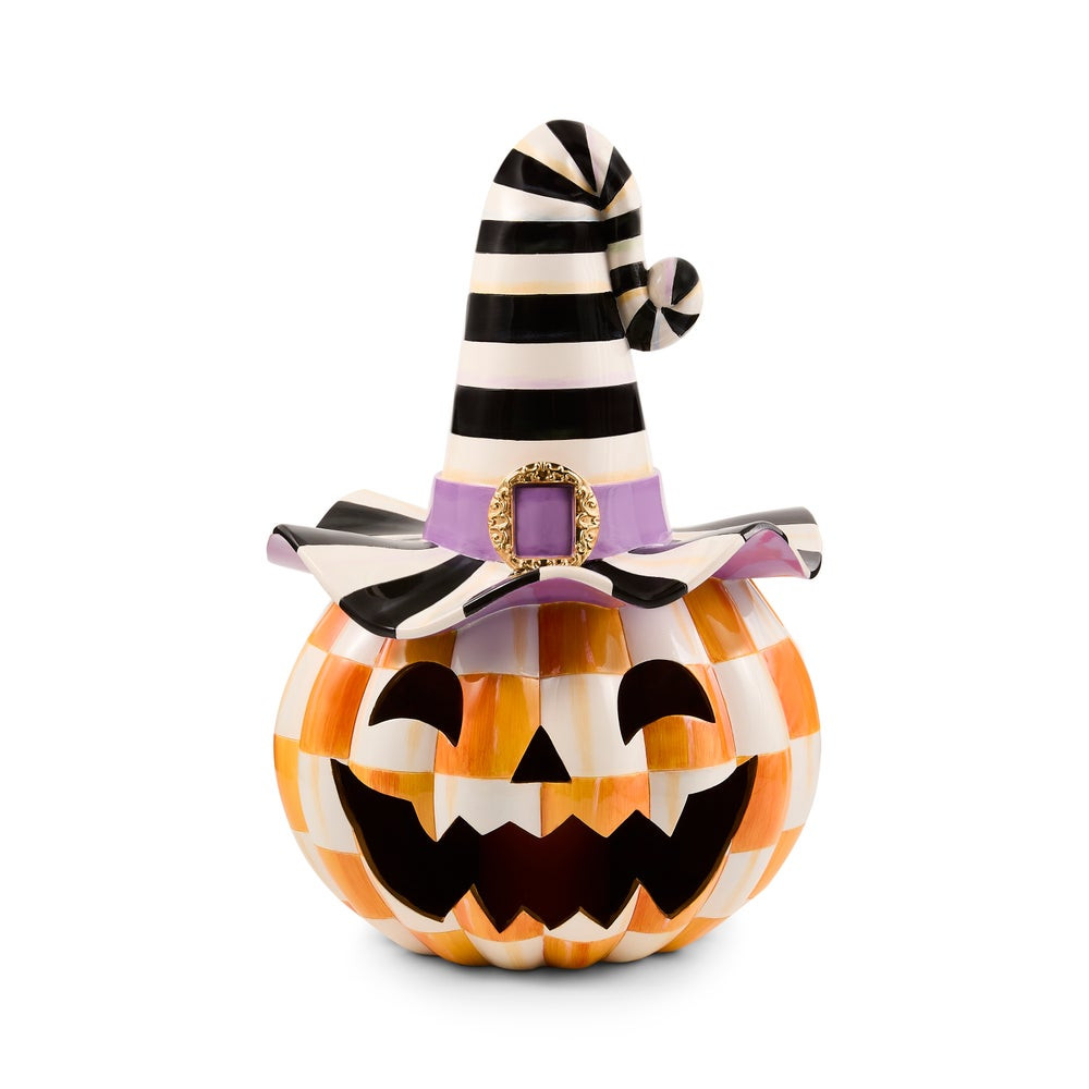 Orange Check Happy Jack Illuminated Pumpkin | MacKenzie-Childs